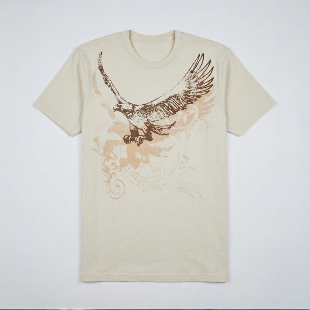 Scion Soaring Eagle Graphic TShirt Large Tan Grunge Y2K Affliction Style Vintage